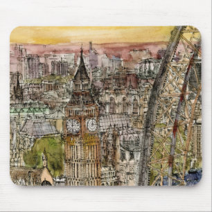 Tapis De Souris Aquarelle Big Ben des destinations   et oeil de