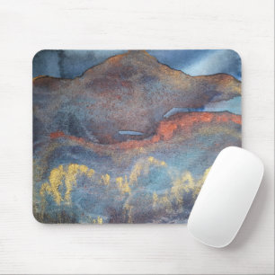 Tapis De Souris Aquarelle bleu or Abstraite Marine Élégante Modern