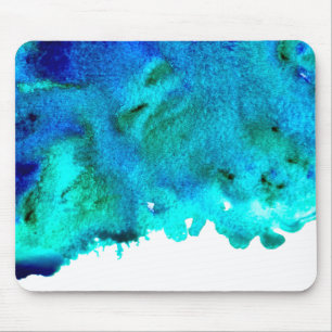 Tapis De Souris Aquarelle bleue Design océanique abstrait