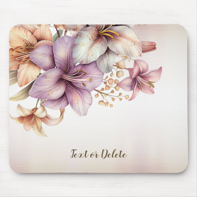 Tapis De Souris Aquarelle Boho Rose Fleurs Élégante Et Élégante (Devant)