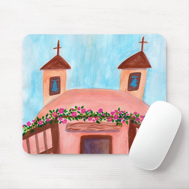 Tapis De Souris Aquarelle colorée de l'église Sanctuario de Chimay (Avec souris)