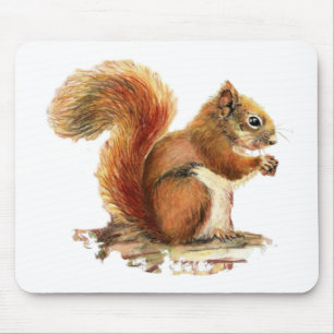 Tapis De Souris Aquarelle Cute Écureuil rouge Nature animale