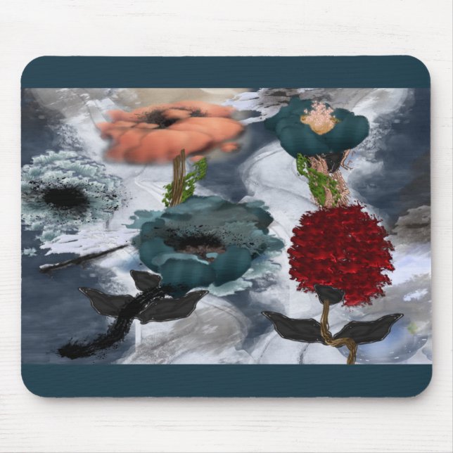 Tapis De Souris Aquarelle d'art Abstrait Floral Souris (Devant)