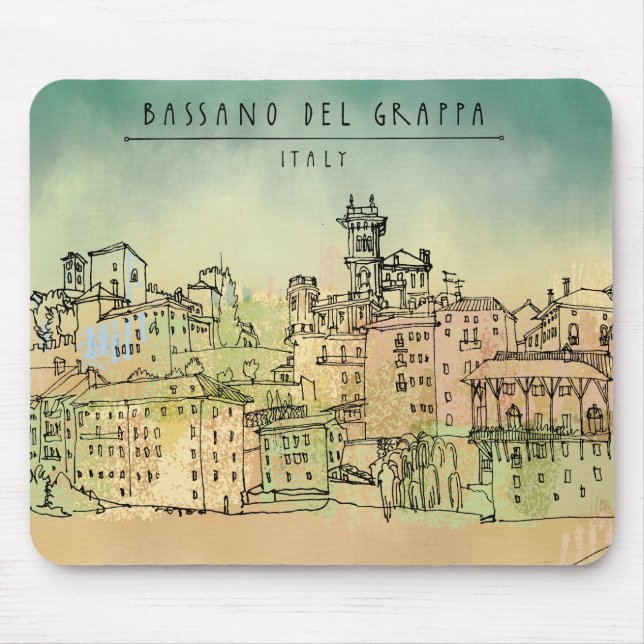 Tapis De Souris Aquarelle de Bassano del Grappa Italie (Devant)