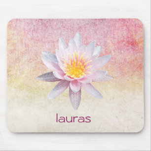 Tapis De Souris Aquarelle de Lotus Fleur Méditation Yoga