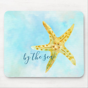 Tapis De Souris Aquarelle de poisson jaune côtier Aqua