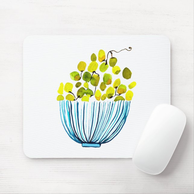 Tapis De Souris Aquarelle de raisins fruits mignons (Avec souris)