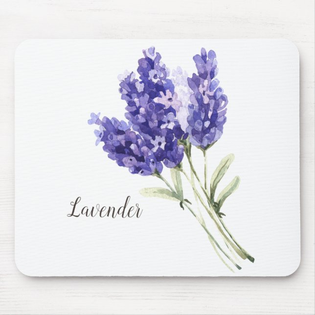 Tapis De Souris Aquarelle des fleurs de lavande (Devant)