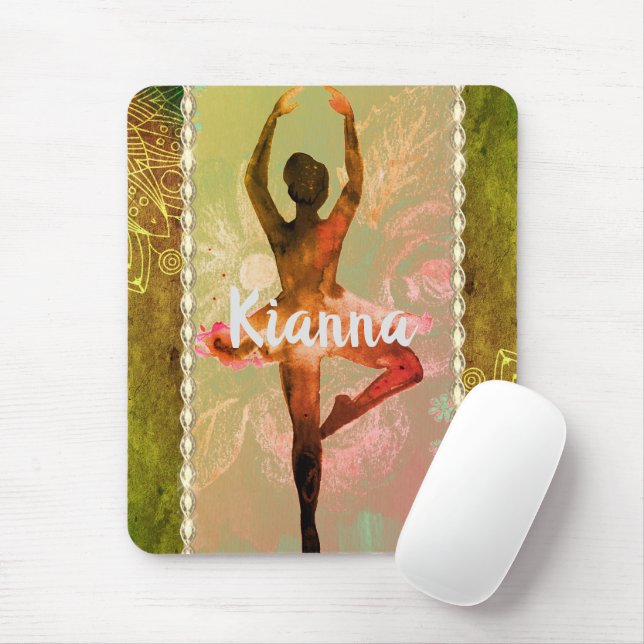 Tapis De Souris Aquarelle élégante Ballerina personnalisée (Avec souris)