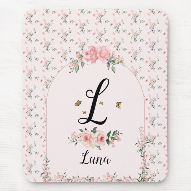 Tapis De Souris Aquarelle Elégante Roses Roses Roses Rose avec Pap (Devant)