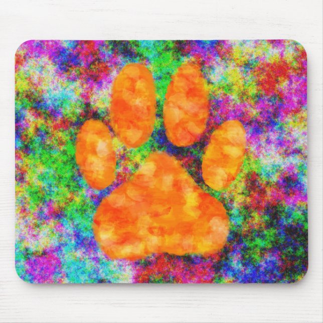 Tapis De Souris Aquarelle Empreinte de patte de chien (Devant)
