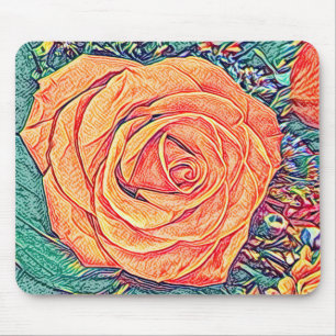 Tapis De Souris Aquarelle et crayon Rose Peachy