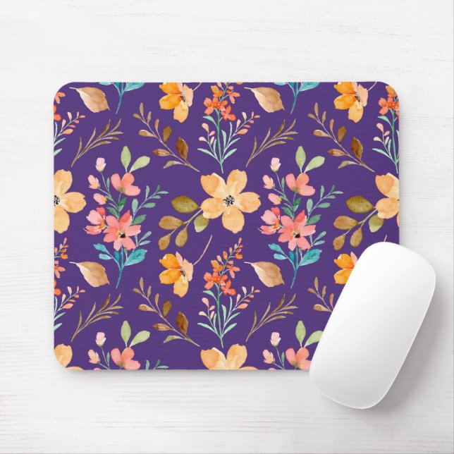 Tapis De Souris Aquarelle Fleurs ornementales (Avec souris)