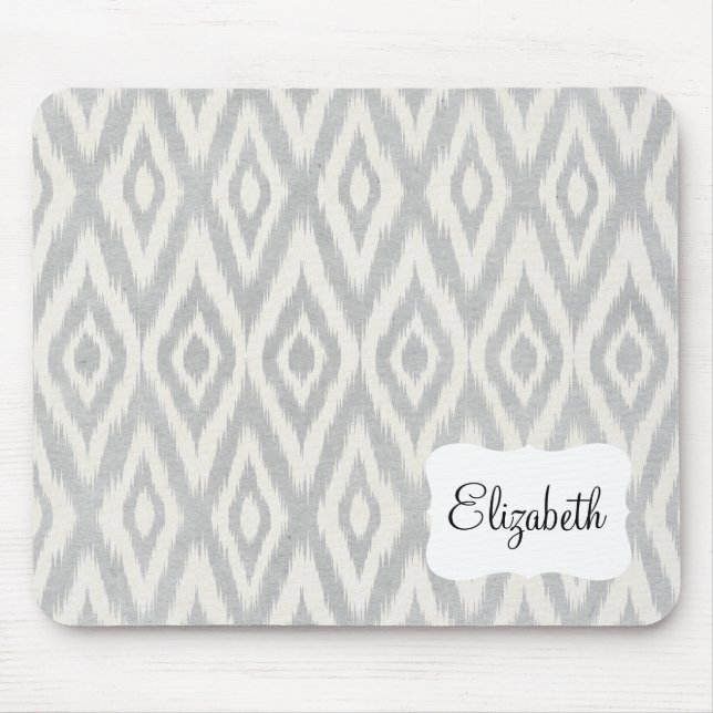 Tapis De Souris Aquarelle gris Aztec Pastel Ikat Soft Géométrique (Devant)