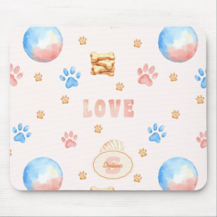 Tapis De Souris Aquarelle "LOVE" Design avec Empreintes de pattes 