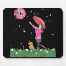 Tapis de souris aquarelle Lune rose magique et pro