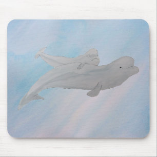 Tapis De Souris Aquarelle Mammifère Marine Mère Bébé Béluga B