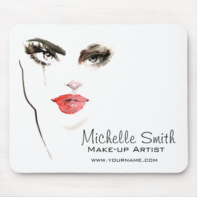 Tapis De Souris Aquarelle maquillage visage marque artiste (Devant)
