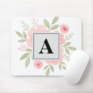 Tapis De Souris Aquarelle moderne Fleurs roses Personnalisées