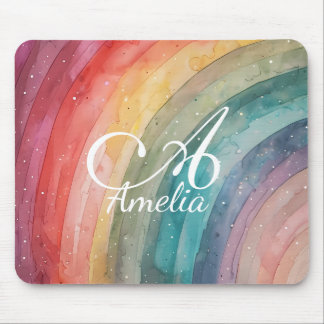 Tapis De Souris Aquarelle moderne Personnalisé Arc-en-ciel
