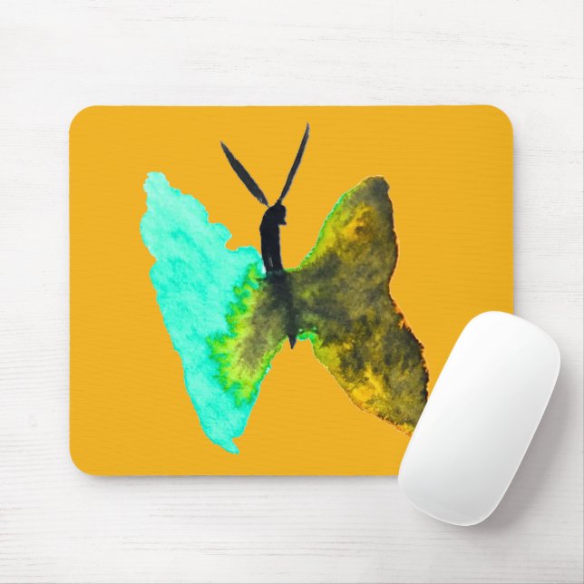 Tapis De Souris Aquarelle papillon aqua joli (Avec souris)