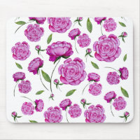 Aquarelle pivoine rose sac fourre-tout coussin ron
