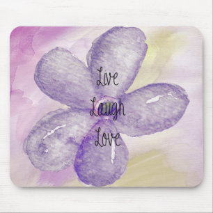 Tapis De Souris Aquarelle pourpre vivante, rire, fleur d'amour