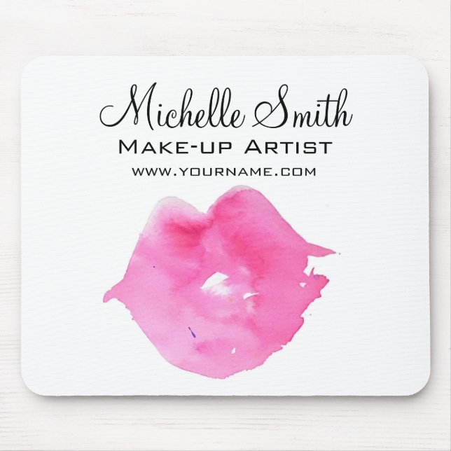 Tapis De Souris Aquarelle rose lèvres maquillage marque (Devant)