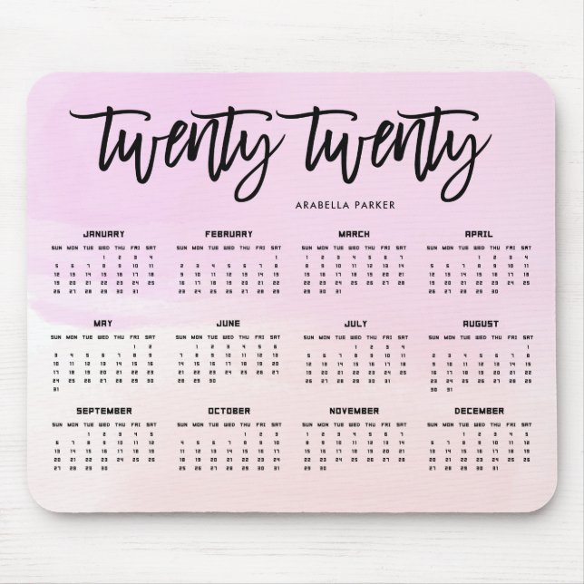 Tapis De Souris Aquarelle rose moderne du calendrier | de la (Devant)