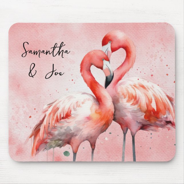 Tapis De Souris Aquarelle rose pâle du Flamant rose (Devant)