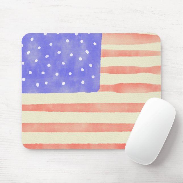 Tapis De Souris Aquarelle rustique USA drapeau américain (Avec souris)