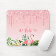 Aquarelle Tropical Floral Parties scintillant rose
