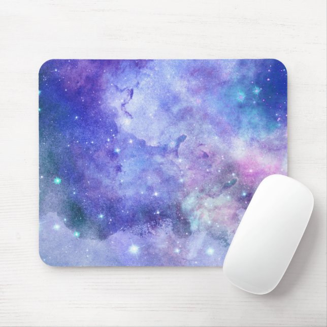 Tapis De Souris Aquarelle violette Starry Sky Space Lover Galaxy (Avec souris)