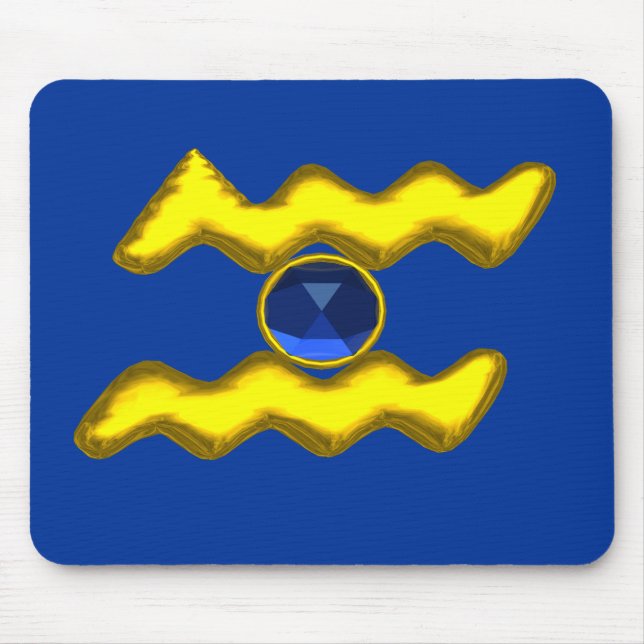 TAPIS DE SOURIS AQUARIUS /GOLD ZODIAC BIJOU D'ANNIVERSAIRE (Devant)