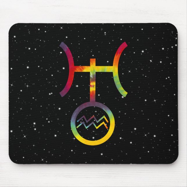 Tapis De Souris Aquarius Uranus Symbole planétaire Tie Dye étoilé (Devant)