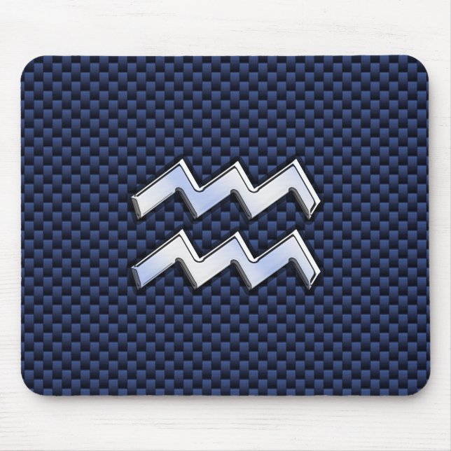 Tapis De Souris Aquarius Zodiac Sign on Royal Blue Carbon Fiber (Devant)