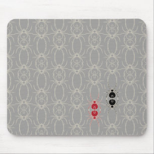 Tapis De Souris Araignées - Gris-fantôme et Oreiller blanc-os