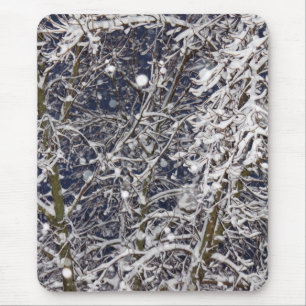 Tapis De Souris Arbre à Blizzard avec Branches couvertes de neige 