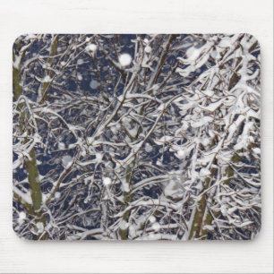 Tapis De Souris Arbre à Blizzard avec Branches couvertes de neige 