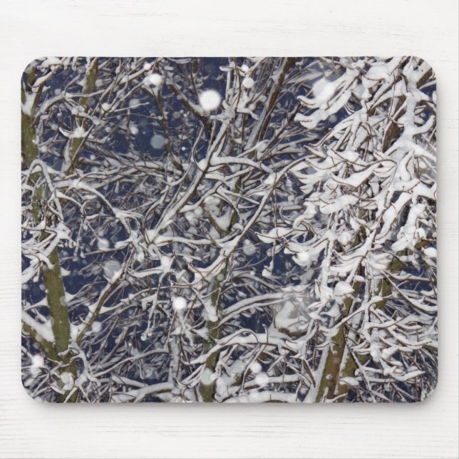 Tapis De Souris Arbre à Blizzard avec Branches couvertes de neige  (Devant)