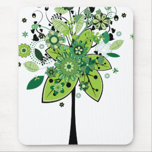 Tapis De Souris Arbre abstrait vert