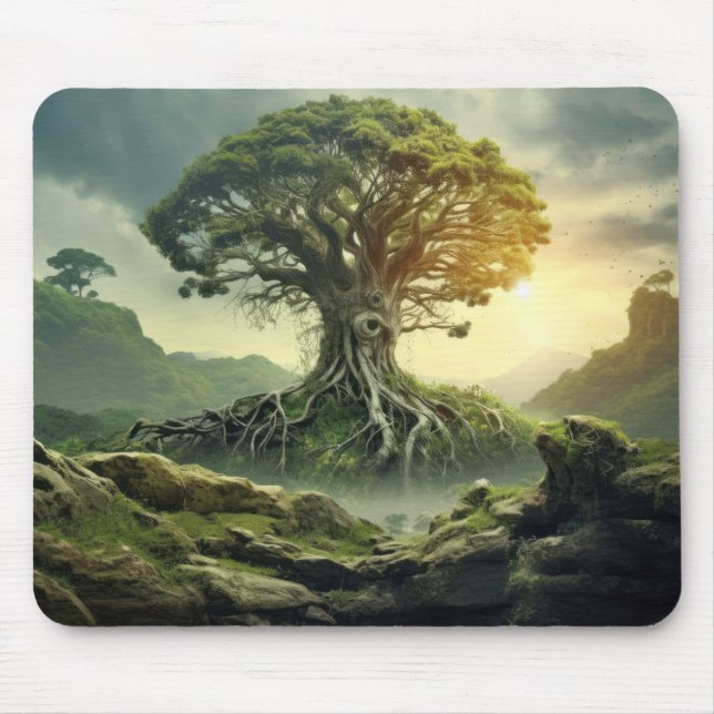 Tapis De Souris Arbre Ancien De Vie Nature Pacifique Imaginaire Mo (Devant)