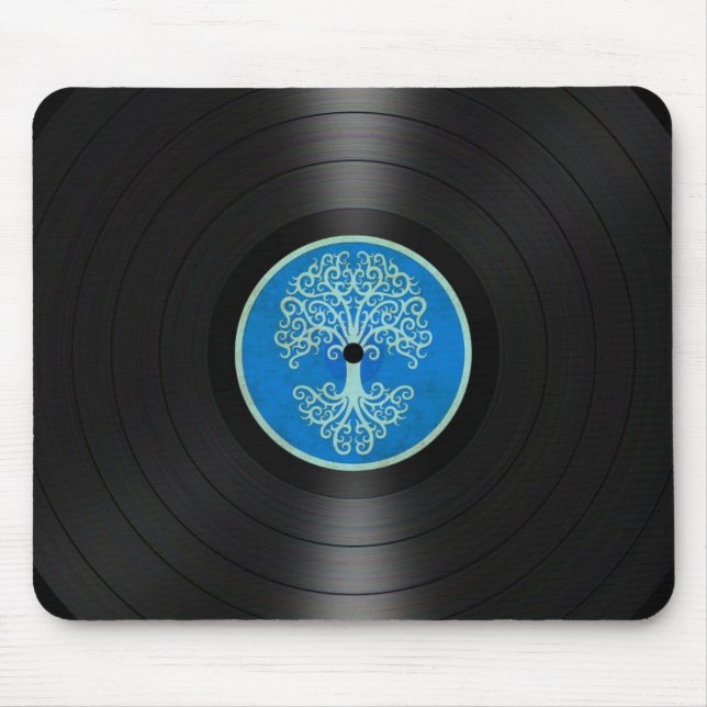Tapis De Souris Arbre bleu de graphique d'album de disque vinyle (Devant)
