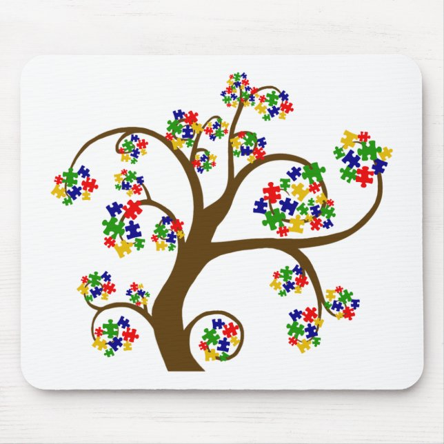 Tapis De Souris Arbre d'autisme de la vie (Devant)