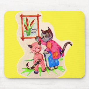 Tapis De Souris arbre de famille kitty cat