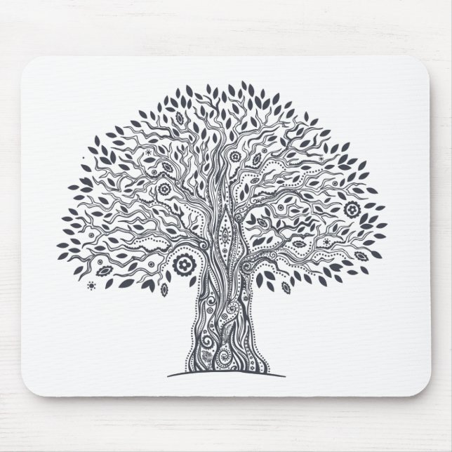 Tapis De Souris Arbre de griffonnage de la vie (Devant)