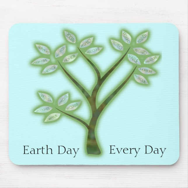 Tapis De Souris Arbre de inspiration de jour de la terre (Devant)