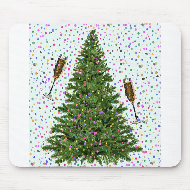 Tapis De Souris arbre de noël du champagne (Devant)