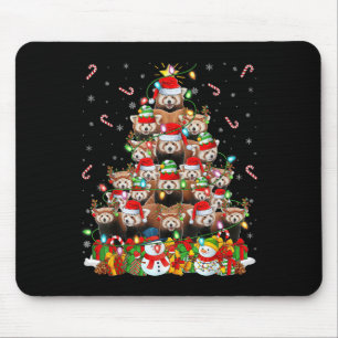 Tapis De Souris Arbre de Noël éclairage Panda Rouge Père Noël Pand
