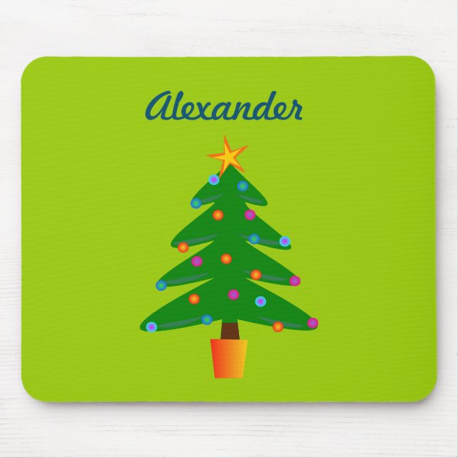 Tapis De Souris Arbre de Noël Festif Vert Personnalisé (Devant)